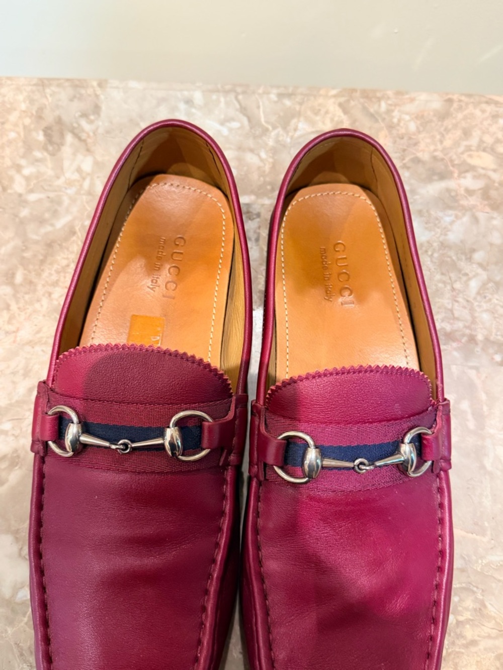 Gucci Men’s Wine Red Leather Horsebit Loafers - Picture 6 of 7